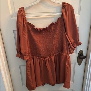Rust Smocked Women's Top